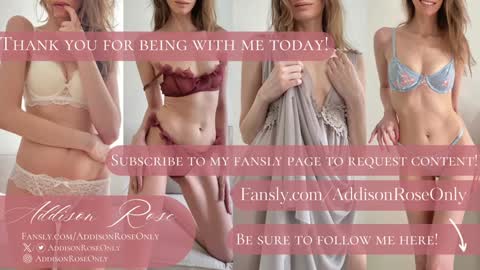 Addison Rose  I am currently away for the holiday weekend. Streams start again on 1242024. Enjoy the holiday online show from 12/16/24, 05:27