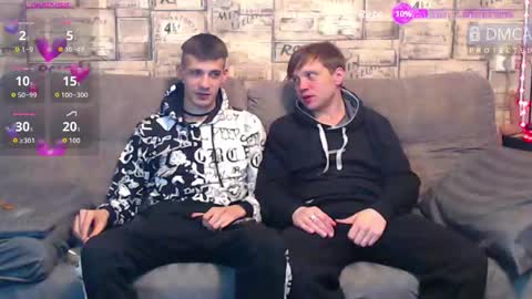 Max tall dark-haired guy with tattoos and Phil blond-haired online show from 03/15/26, 01:00
