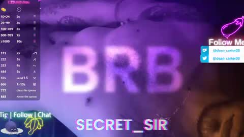 Snapshot of secret_sir chatting on 07/19/26, 11:19 Dean Carter online show from 07/19/26, 11:19